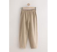 Next Mocha Brown Soft Brushed Finish Barrel Leg Trousers