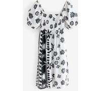 Next Monochrome Puff Sleeve Off Shoulder Midi Dress Monochrome EU 42 (UK 14)