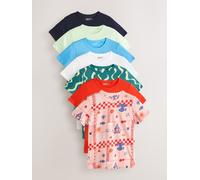 NEXT Femme T-Shirt Basique à Manches Courtes 100% Coton, Lot de 7 Multi Bright Colours XL