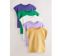Next Multi Cap Sleeve Fitted Crew Neck T-Shirts 5 Pack