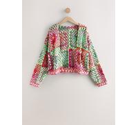 Next Multi Pink/Green Hand Knit Long Sleeve Crochet Cardigan