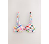 Next Multi/White Bright Check Non Padded Wired Bikini Top