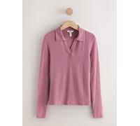 next N. Premium Open Collar Long Sleeve Top violet XL (FR 50-52)
