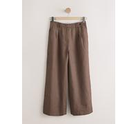 Next N. Premium Pantalons amples en lin, boutonné sur le devant. Brun FR 40 Long (EU 38 L)