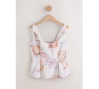 Next National Trust X Next Embroidered Peplum Top With Linen crème FR 36 (EU 34)