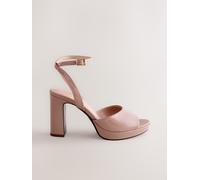 Next Natural Patent Forever Comfort Round Toe Platform Heeled Sandals Natural Patent EU 38.5 (UK 5.5)