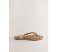 Next Natural Toe Thong Charm Detail Slippers