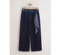 Next Navy Blue Cord Wide Leg Trousers With Scarf