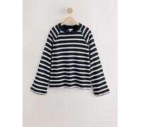 Next Navy Blue/Ecru Stripe Long Sleeve Knit Look Crew Neck Top