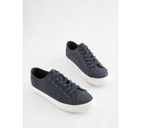 Next Navy Blue Extra Wide Fit Patent Baseball Trainers