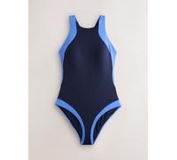 Next Navy/Blue High Neck Halterneck Tummy Control Swimsuit