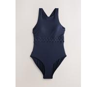 Next Navy Blue High Neck Lattice Tummy Control Swimsuit