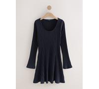 Next Navy Blue Mini Ribbed Long Sleeve Scoop Neck Dress Navy Blue EU 44 (UK 16)