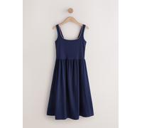 Next Navy Blue/Pink Jersey Midi Summer Dress Navy Blue/Pink EU 42 (UK 14)