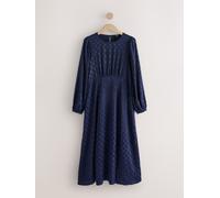 Next Navy Blue Polkadot Long Sleeve Midi Dress Navy Blue Polkadot EU 46 (UK 18)