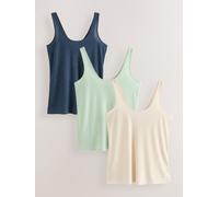 Next Navy Blue/Sage Green/Ecru Strappy Scoop Neck Slouch Ribbed Vests 3 Pack