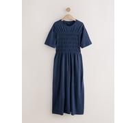 Next Navy Blue Short Sleeve Shirred Body T-Shirt Midi Dress Navy Blue EU 46 Tall (UK 18 T)