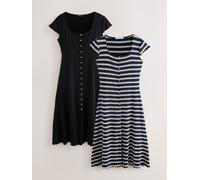 Next Robe-chemise bleu marine / noir / blanc, Taille 44