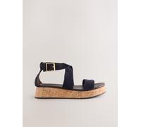 Next Navy Blue Suede Standard/Wide Fit Forever Comfort Chunky Flatform Sandals