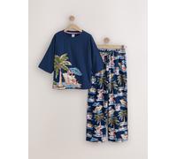Next Pyjama bleu marine / bleu clair / vert / abricot, Taille S-M
