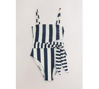 Next Maillot de bain modelant crème / bleu marine, Taille 4XL