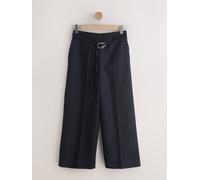 Next Navy N. Premium Twill Belted Wide Leg Trousers