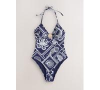 Next Navy Octopus Halter Neck Plunge Swimsuit