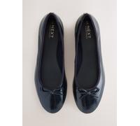 Next Navy Patent Standard/Wide Fit Round Toe Ballerina Shoes Navy Patent EU 41 W (UK 7)