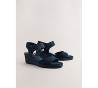 Next Navy Standard Fit Round Toe Elastic Strap Detail Wedges