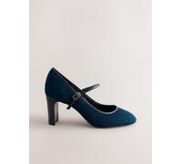 Next Navy Standard Fit Round Toe Mary Jane Block Court Shoes Navy EU 38 (UK 5)