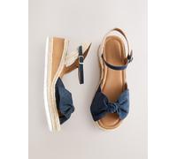 Next Navy Standard Fit Suede Bow Espadrilles Platform Wedges
