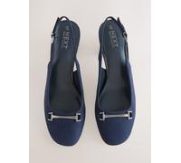 Next Navy Standard/Wide Fit Hardware Slingback Block Heels Navy EU 42 (UK 8)