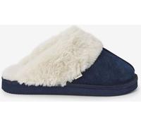 Next Navy Suede Faux Fur Lined Mule Slippers