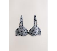 Next Navy/White Fan Print Shaping Padded Wired Bikini Top