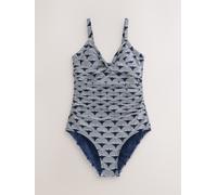 Next Navy/White Fan Print Shaping Tummy Control Swimsuit