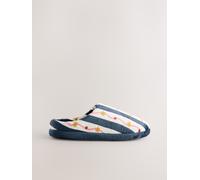 Next Navy/White Stripe Plush Mule Slippers