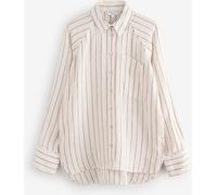 Next Neutral/Brown Stripe 100% Linen Button Down Relaxed Long Sleeve Shirt Neutral/Brown Stripe EU 36 (UK 8)