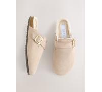 Next Neutral Faux Fur Forever Comfort Leather Faux Fur Lined Footbed Clogs Neutral Faux Fur EU 41 (UK 7)