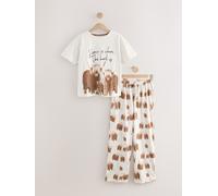 Next Neutral Hamish The Highland Cow 100% Cotton Short Sleeve Pyjamas