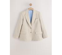 Next Neutral N. Premium Linen Rich Striped Single Breasted Blazer