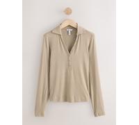 Next Neutral N. Premium Long Sleeve Collar Polo Top Neutral EU 40 (UK 12)