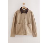 Next Neutral Seer Sucker Textured Button Through Barn Utility Lightweight Jacket