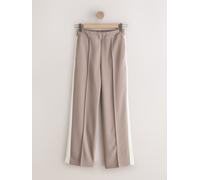 Next Neutral Side Stripe Wide Leg Tailored Trousers
