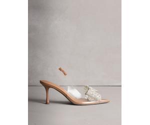 Next Neutral/Silver Forever Comfort Slingback Vinyl Jeweled Bow Heels Neutral/Silver EU 39 (UK 6)