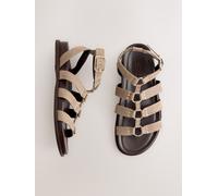 Next Neutral Suede Extra Wide Fit Forever Comfort Gladiator Hardware Footbed Sandals