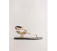 Next Neutral Suede Gladiator Toe Thong Sandals