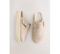 Next Neutral Suede Round Toe Espadrille Chunky Clogs Neutral EU 43 (UK 9)