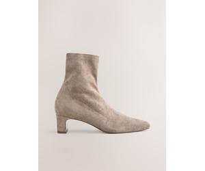 Next Neutral Taupe Extra Wide Fit Chisel Toe Block Heel Sock Boots