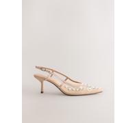 Next Nude Embellished Forever Comfort Pointed Mesh Slingback Heels Nude Embellished EU 43 (UK 9)