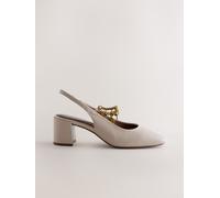 Next Nude Forever Comfort Round Toe Slingback Charm Block Heels Nude EU 37 (UK 4)